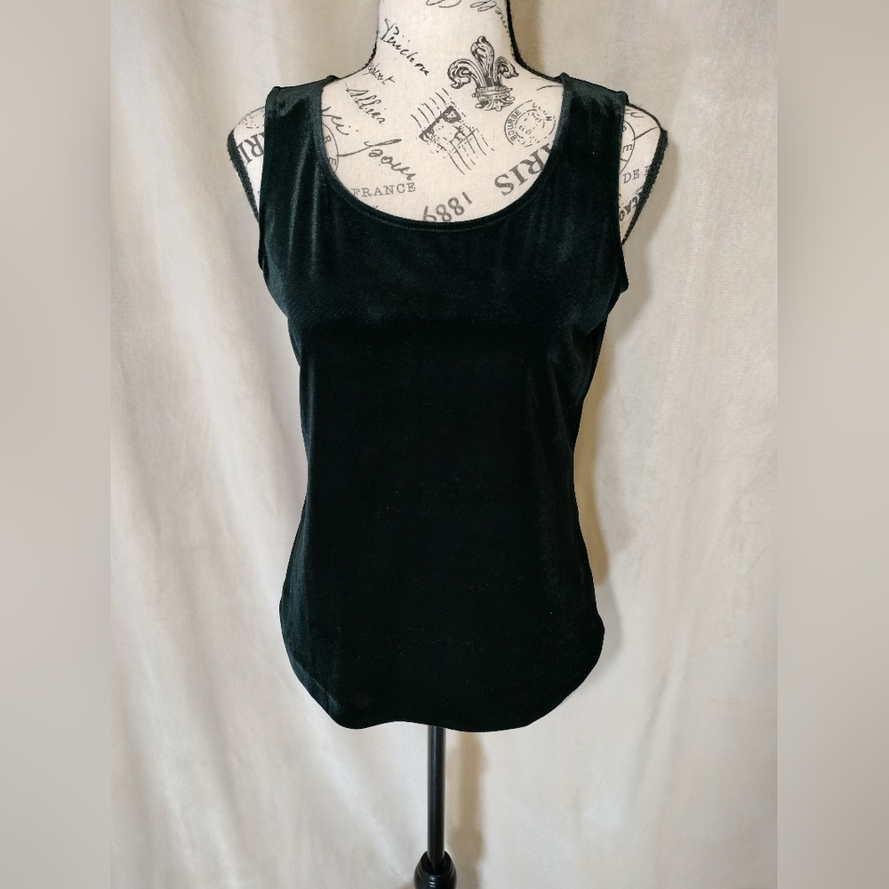 NWOT! Talbots Classic Black Velvet Tank Top. Size SP - Picture 2 of 6